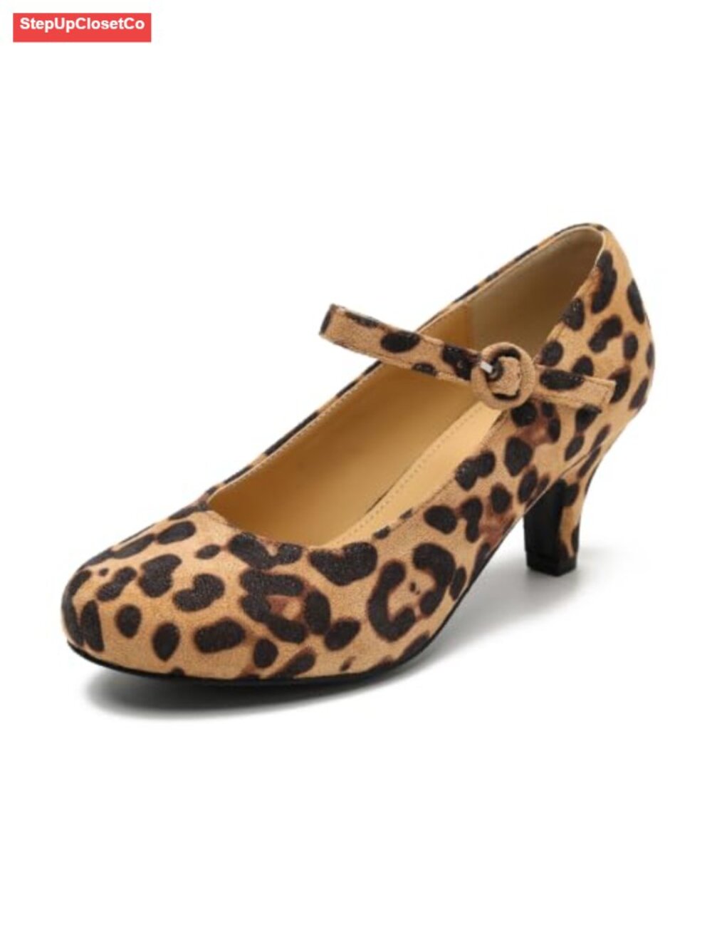 Kitten Heel Mary Jane Pumps Round Toe Ankle Strap Office Work Shoes